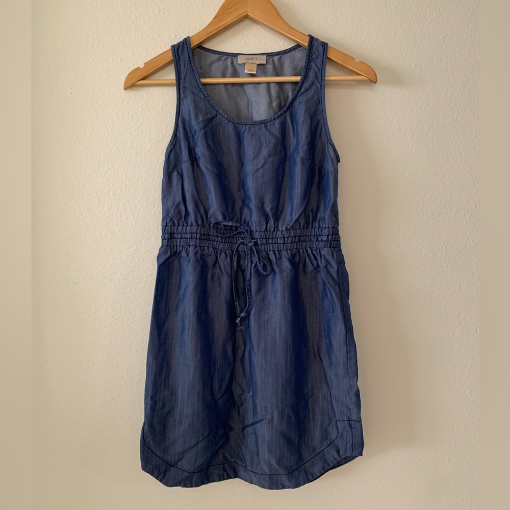 🌿 Ann Taylor LOFT Blue Tencel Denim Sleeveless Dress